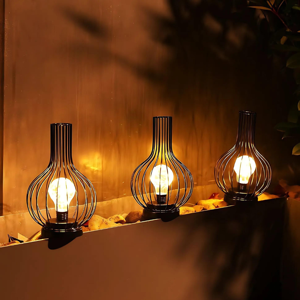 Wireless rechargeable table lamp glass & metal