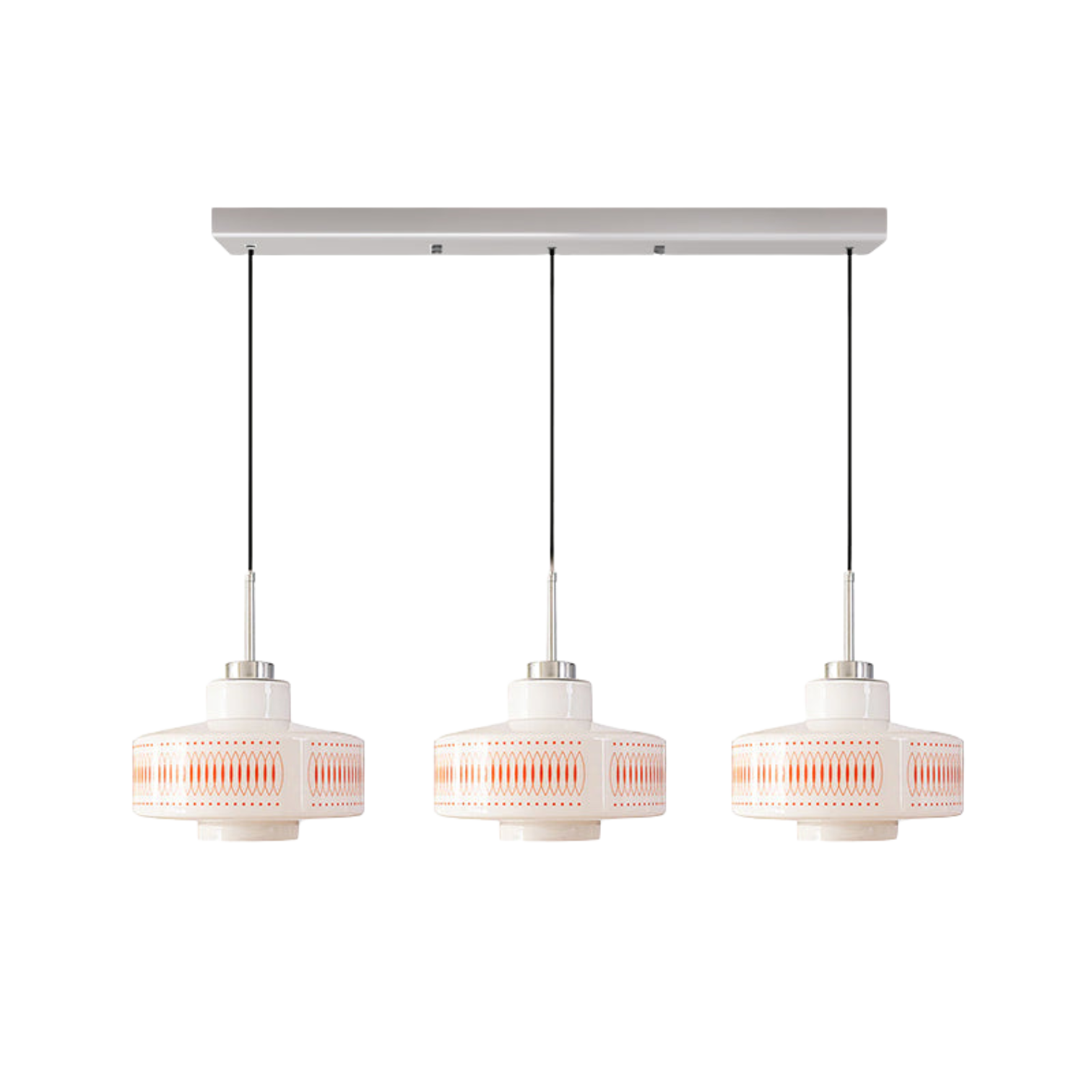 Pendant Light Glass & Steel Vintage Design