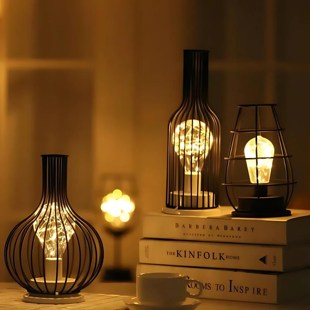 Wireless rechargeable table lamp glass & metal