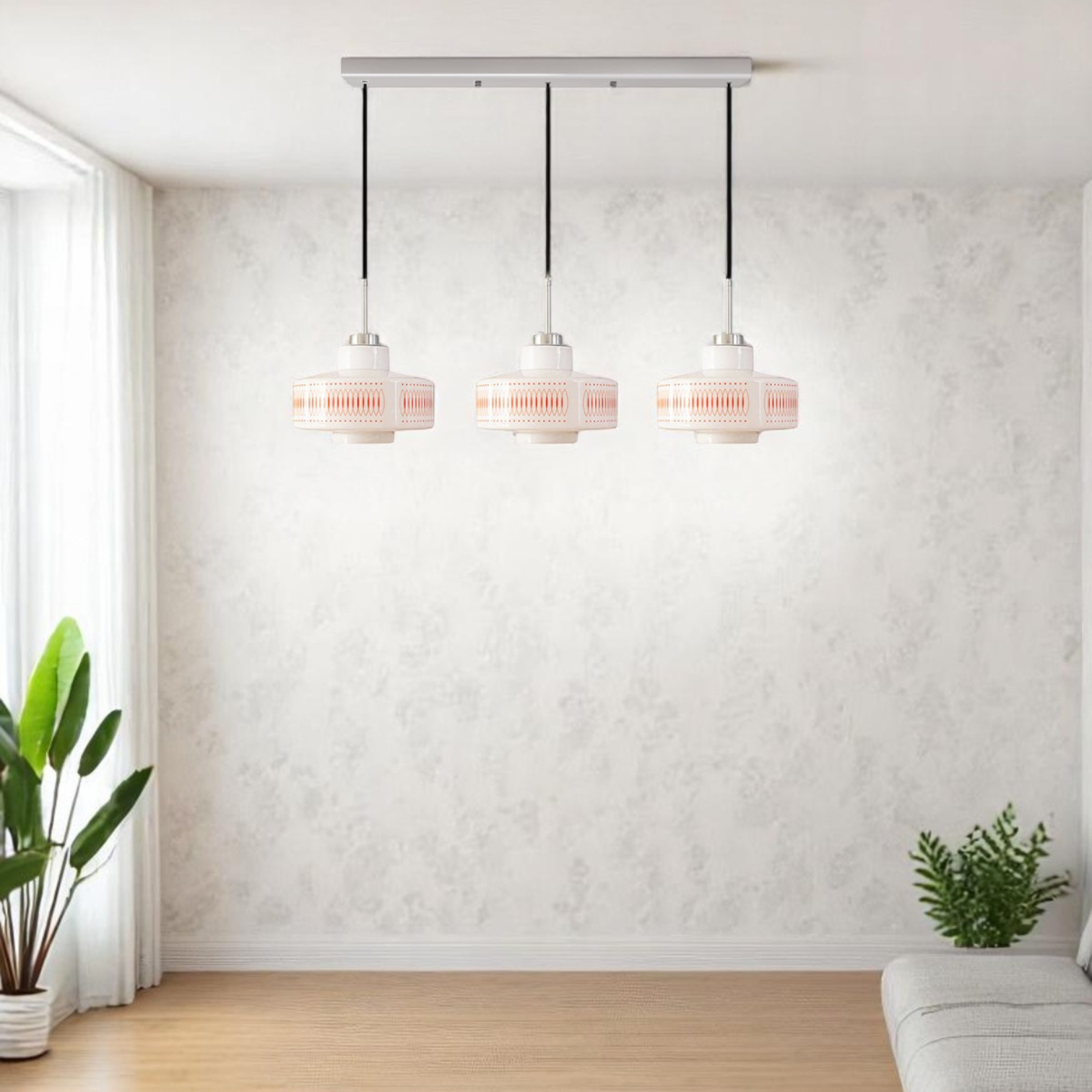 Pendant Light Glass & Steel Vintage Design