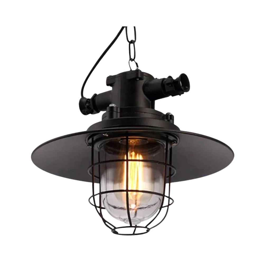 Industrial Iron Adjustable-Height Pendant Light