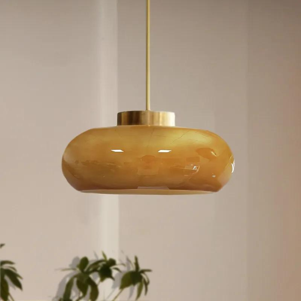 Pendant light brass & glass Scandinavian