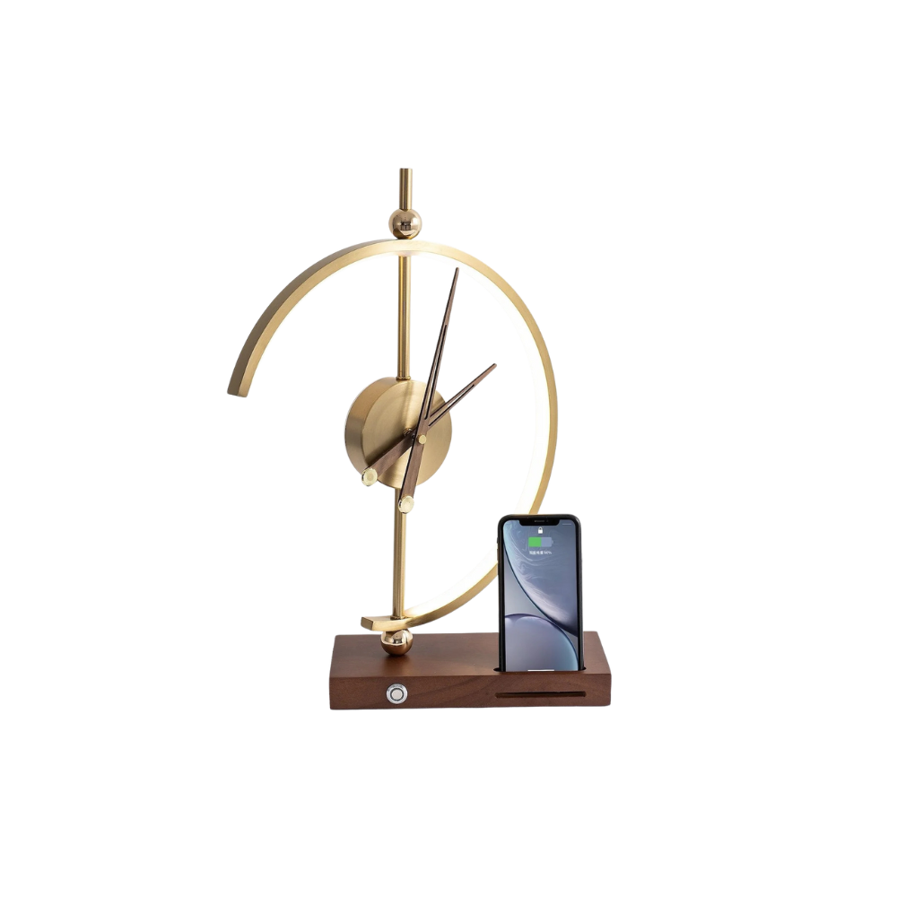 Sculptural Clock Lamp with Wireless Charging