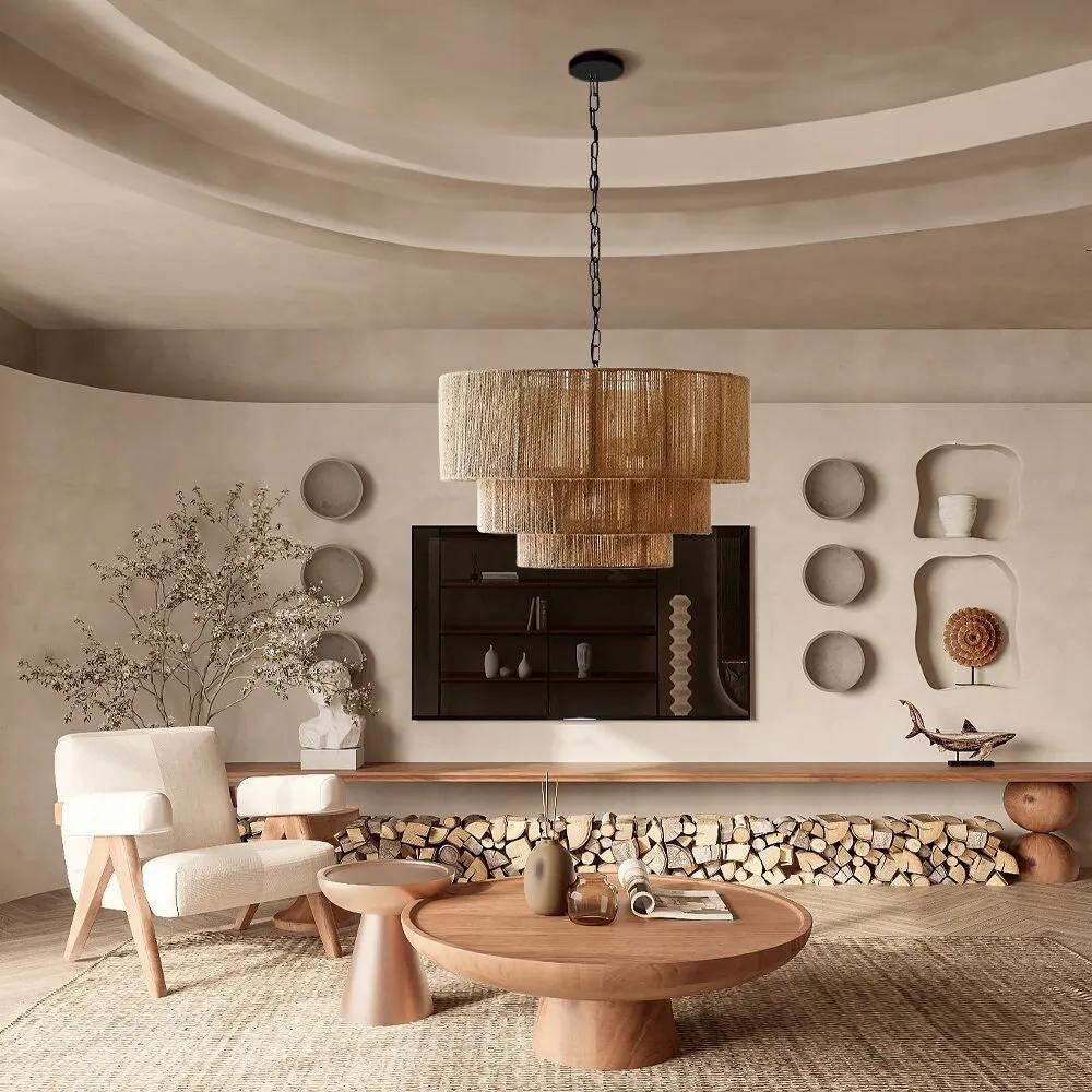 Pendant Light Handwoven Hemp Boho Design