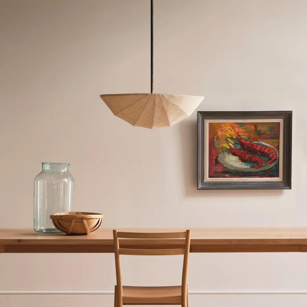 Japandi pendant light handcrafted wood finish