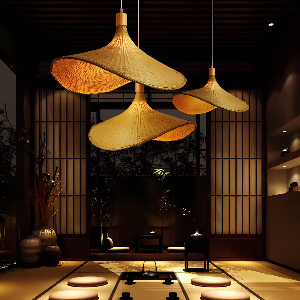 Pendant Light Handcrafted Rattan Boho Chic