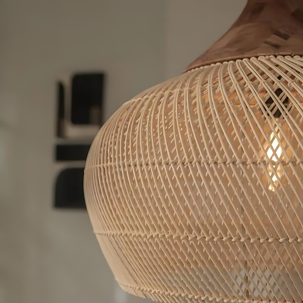 Pendant Light Natural Rattan Handcrafted Boho Style
