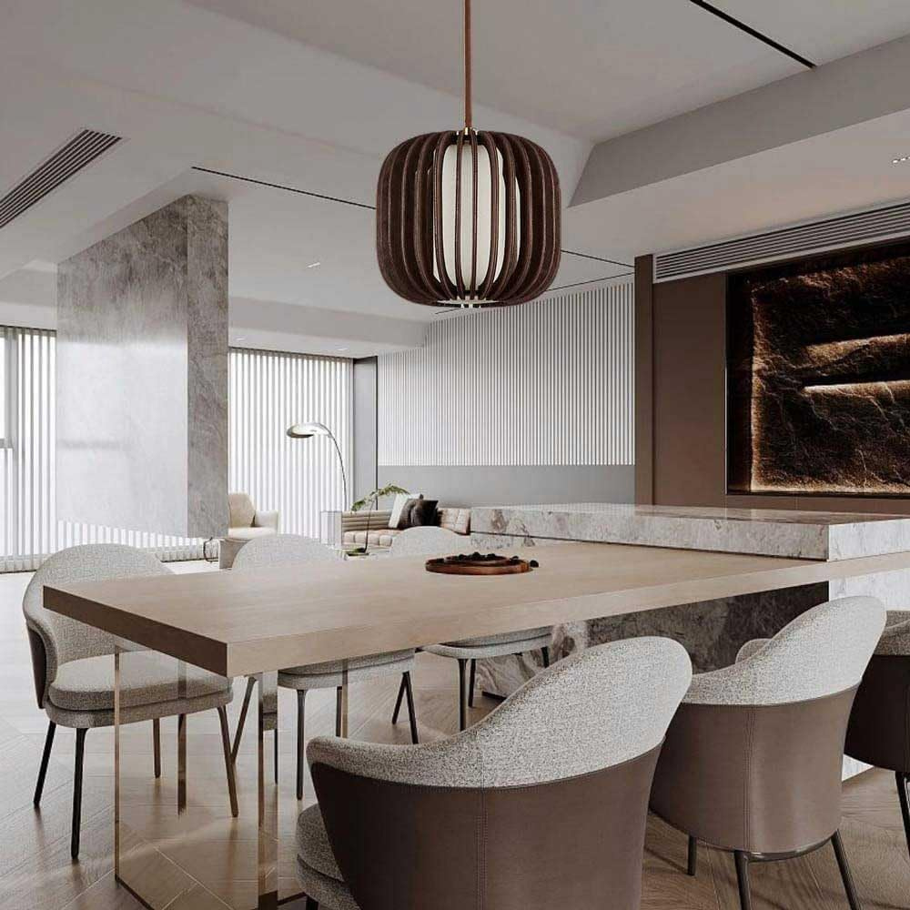 Scandinavian Cardboard and Wood Pendant Light