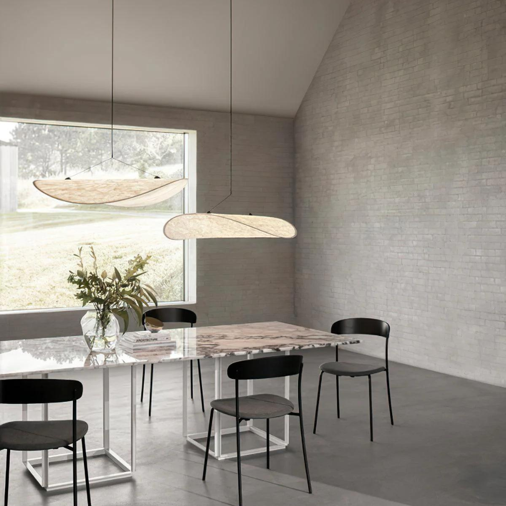 Pendant Light Silk Shade Japandi Style