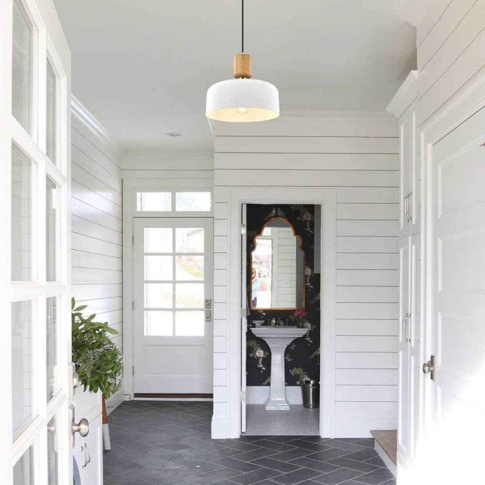 Pendant Light Wood Accent Modern Japandi Style