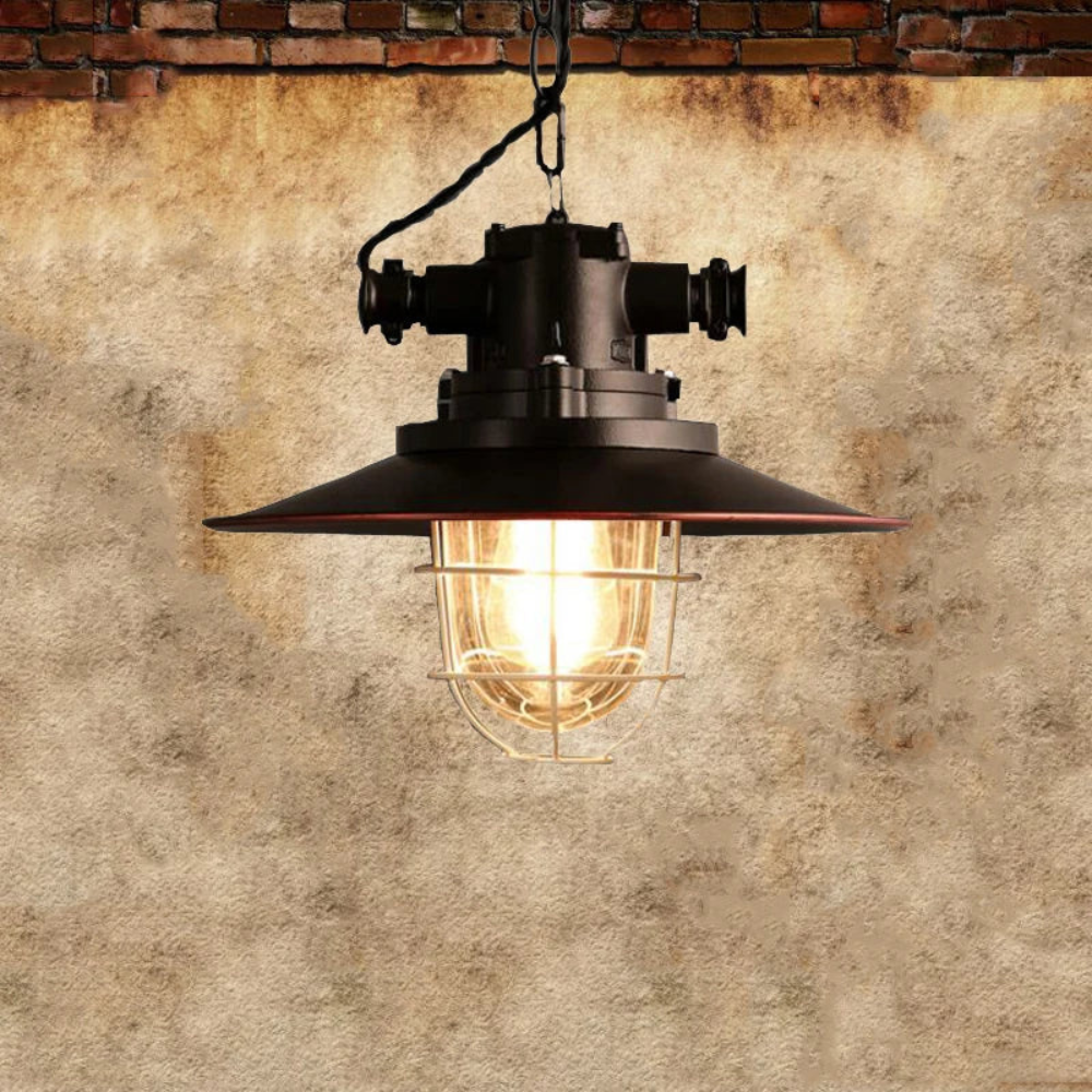 Industrial Iron Adjustable-Height Pendant Light