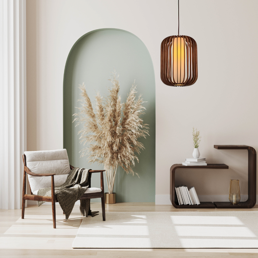 Scandinavian Cardboard and Wood Pendant Light