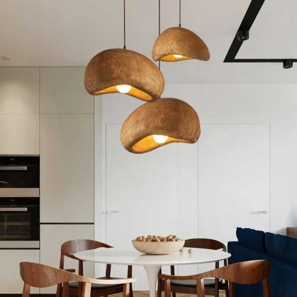 Japandi pendant light textured resin design