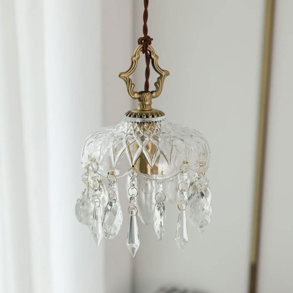 Chandelier Floral Glass & Brass Retro Elegance