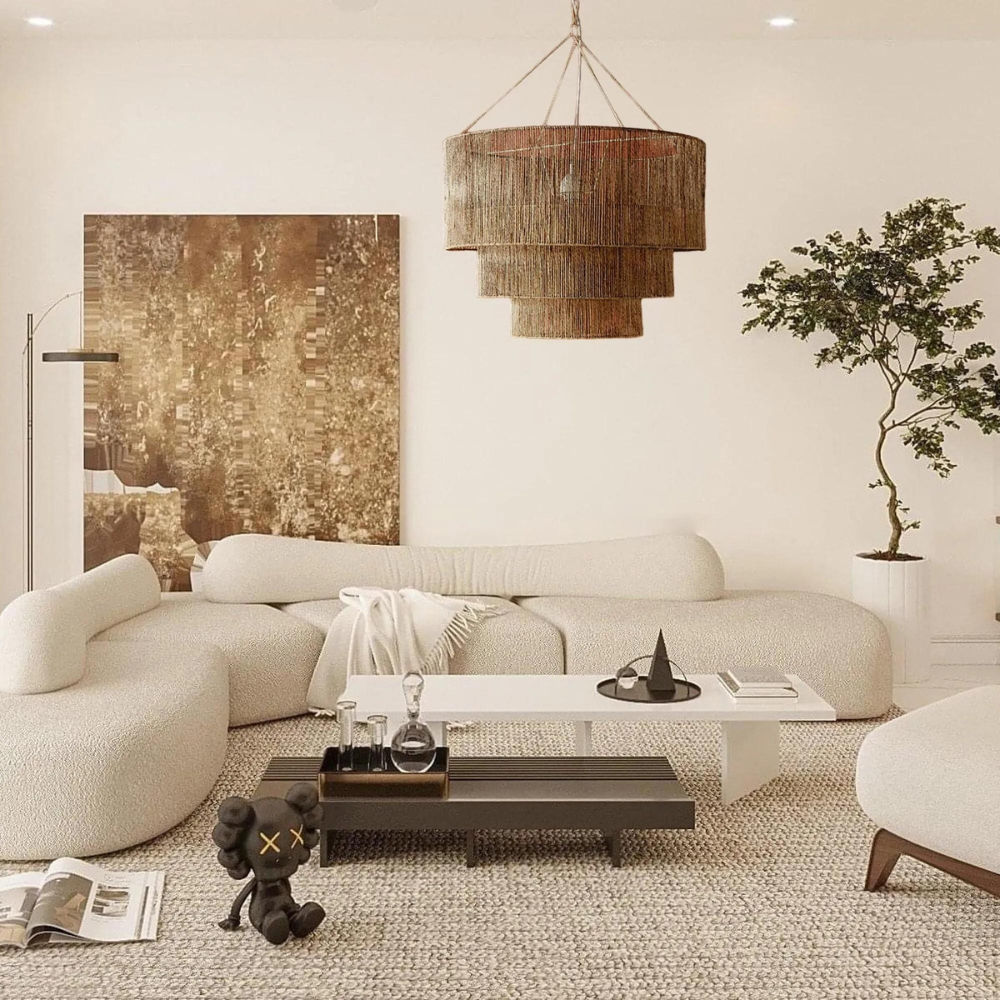 Pendant Light Handwoven Hemp Boho Design