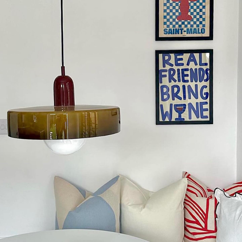 Pendant Lamp Metal & Glass Adjustable