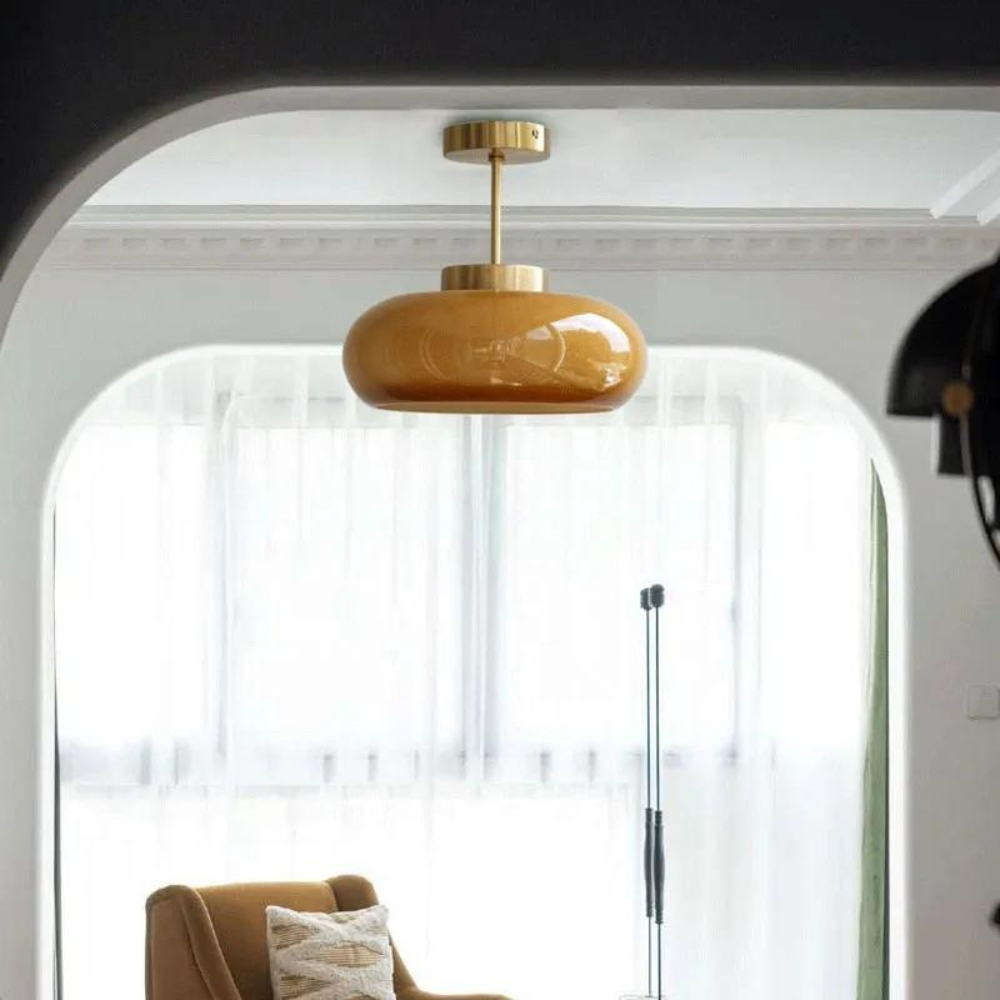 Pendant light brass & glass Scandinavian
