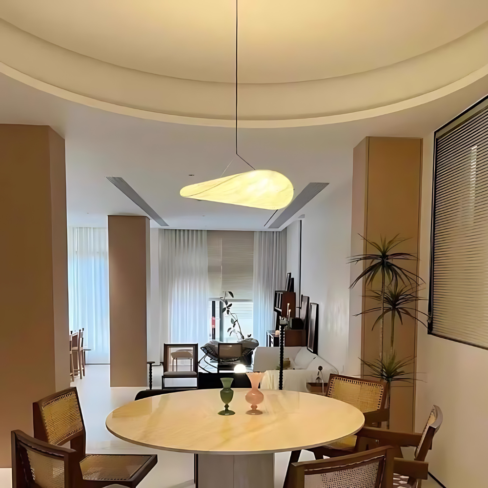 Pendant Light Silk Shade Japandi Style