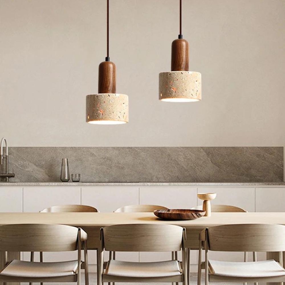 Japandi Travertine Marble Pendant Light
