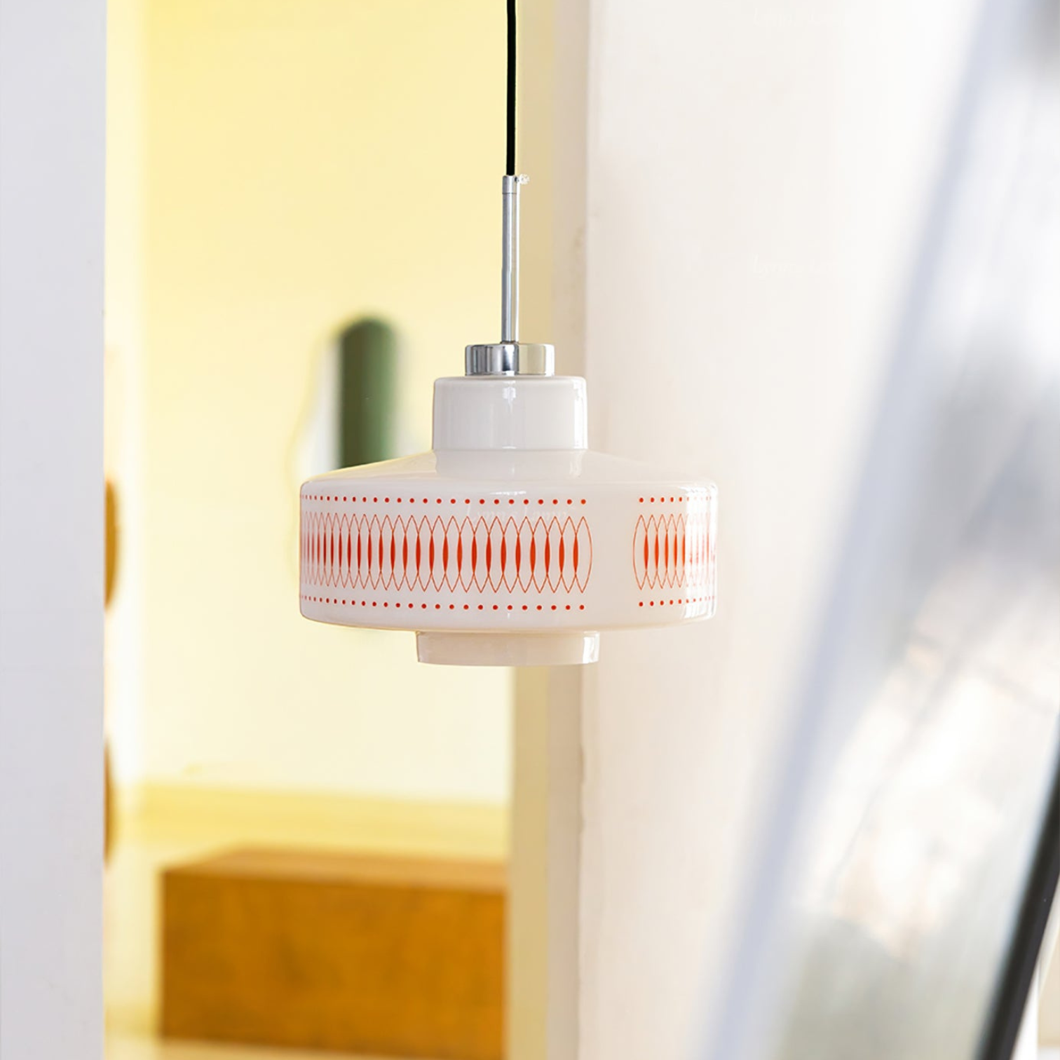 Pendant Light Glass & Steel Vintage Design