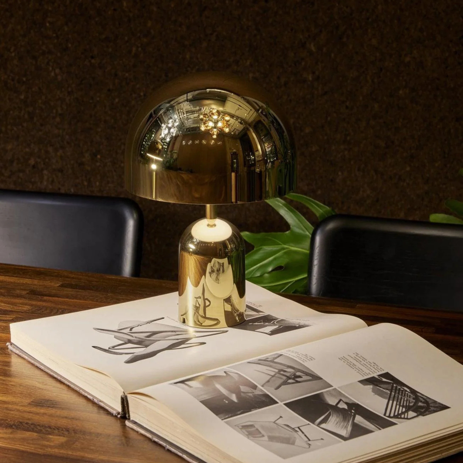 Modern Dome Table Lamp with Brass Finish and Touch Dimmer