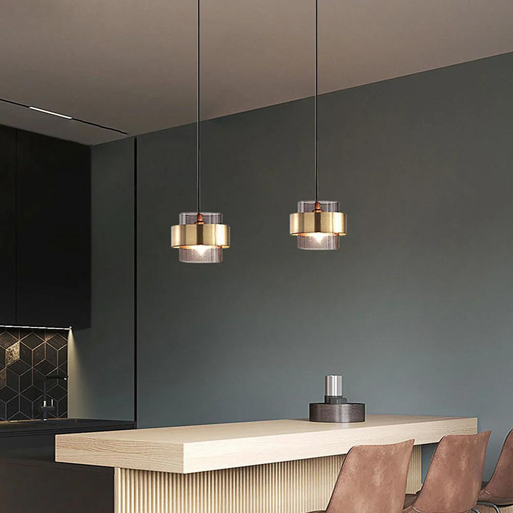 Modern Industrial Metal & Glass Pendant Light