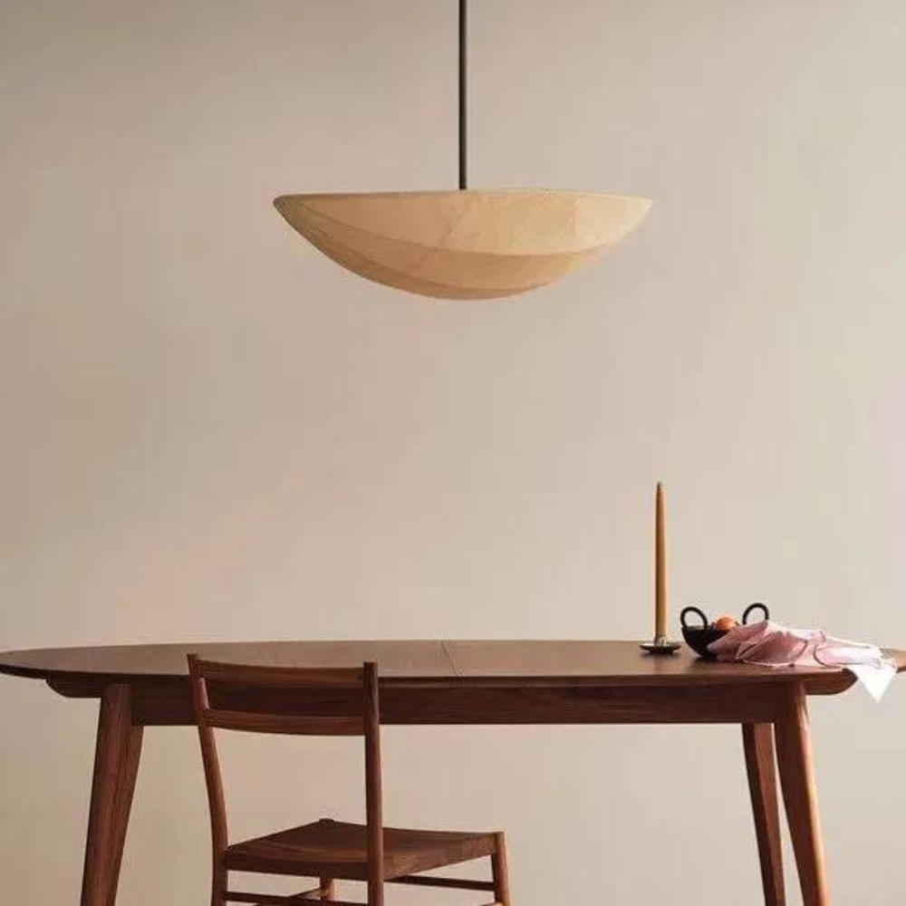 Japandi pendant light handcrafted wood finish