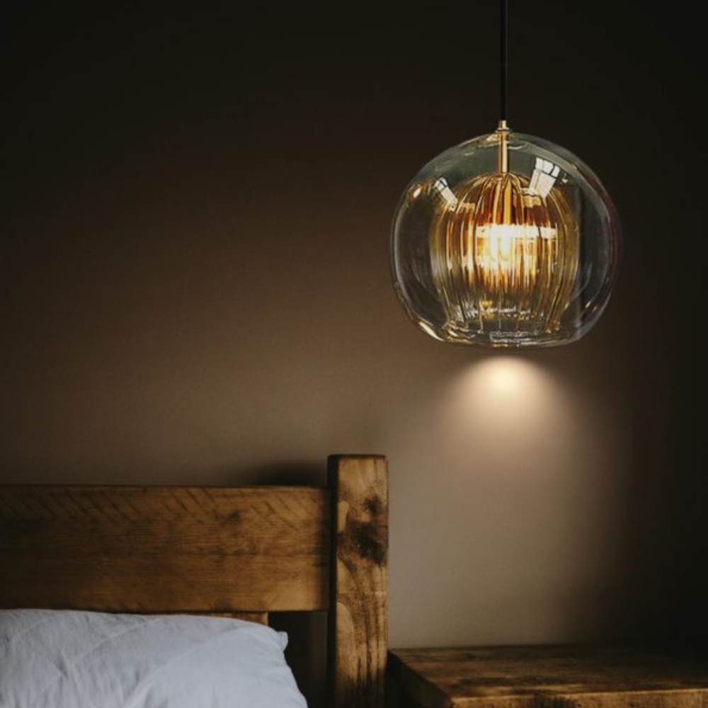 Modern pendant light clear glass & metal design