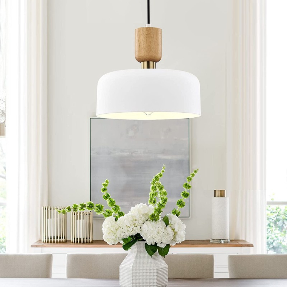 Pendant Light Wood Accent Modern Japandi Style