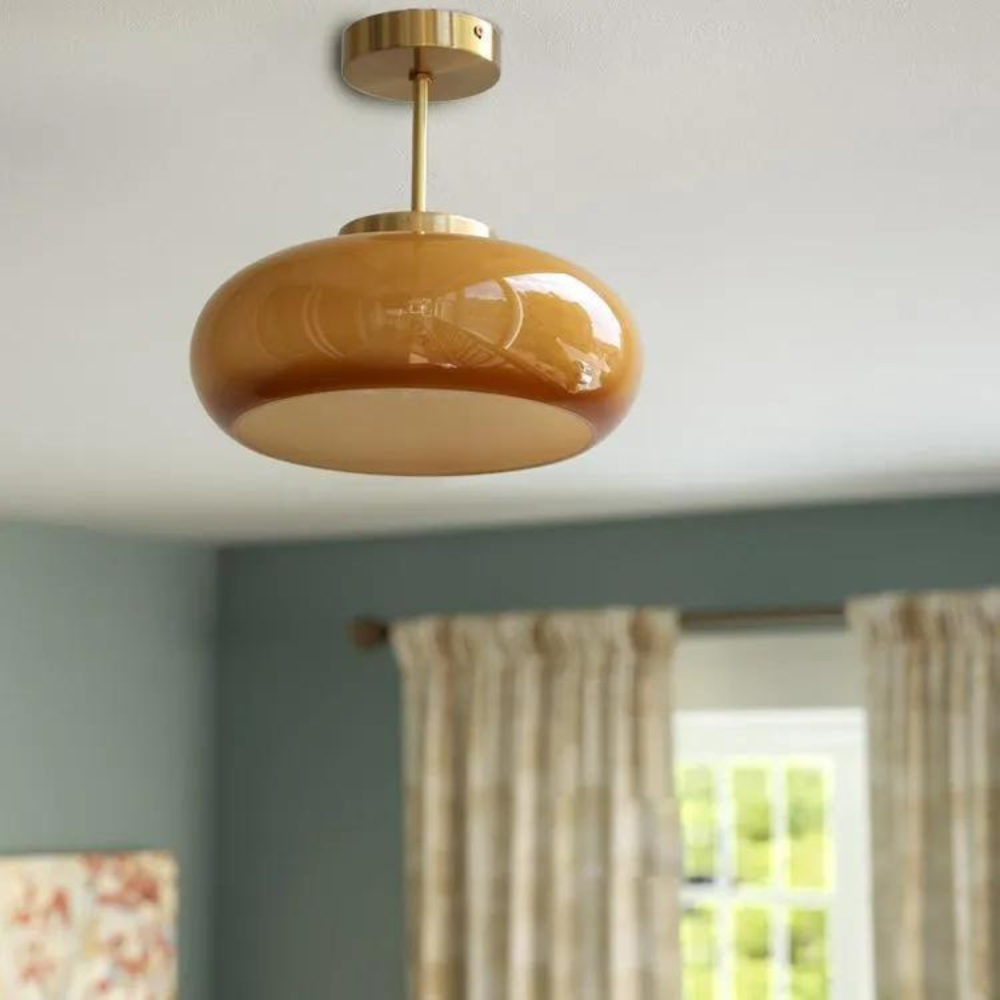 Pendant light brass & glass Scandinavian