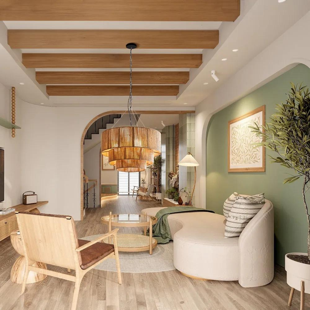 Pendant Light Handwoven Hemp Boho Design