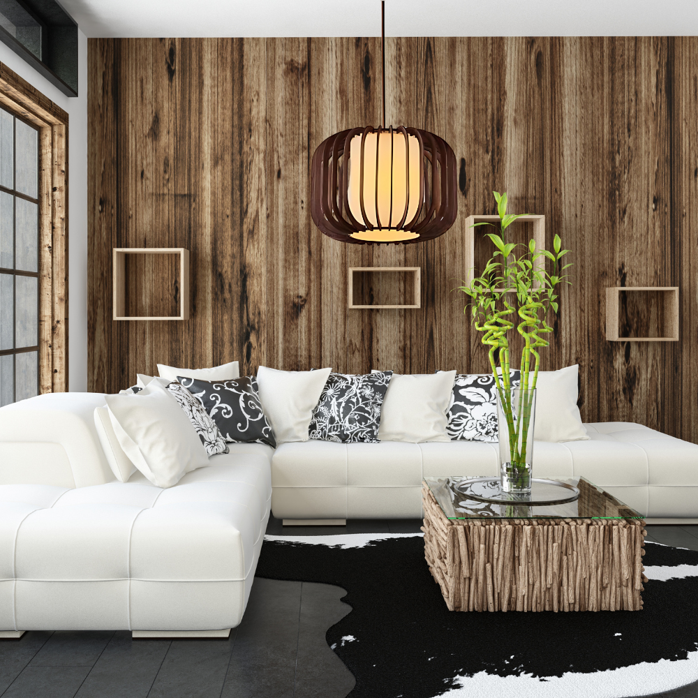 Scandinavian Cardboard and Wood Pendant Light