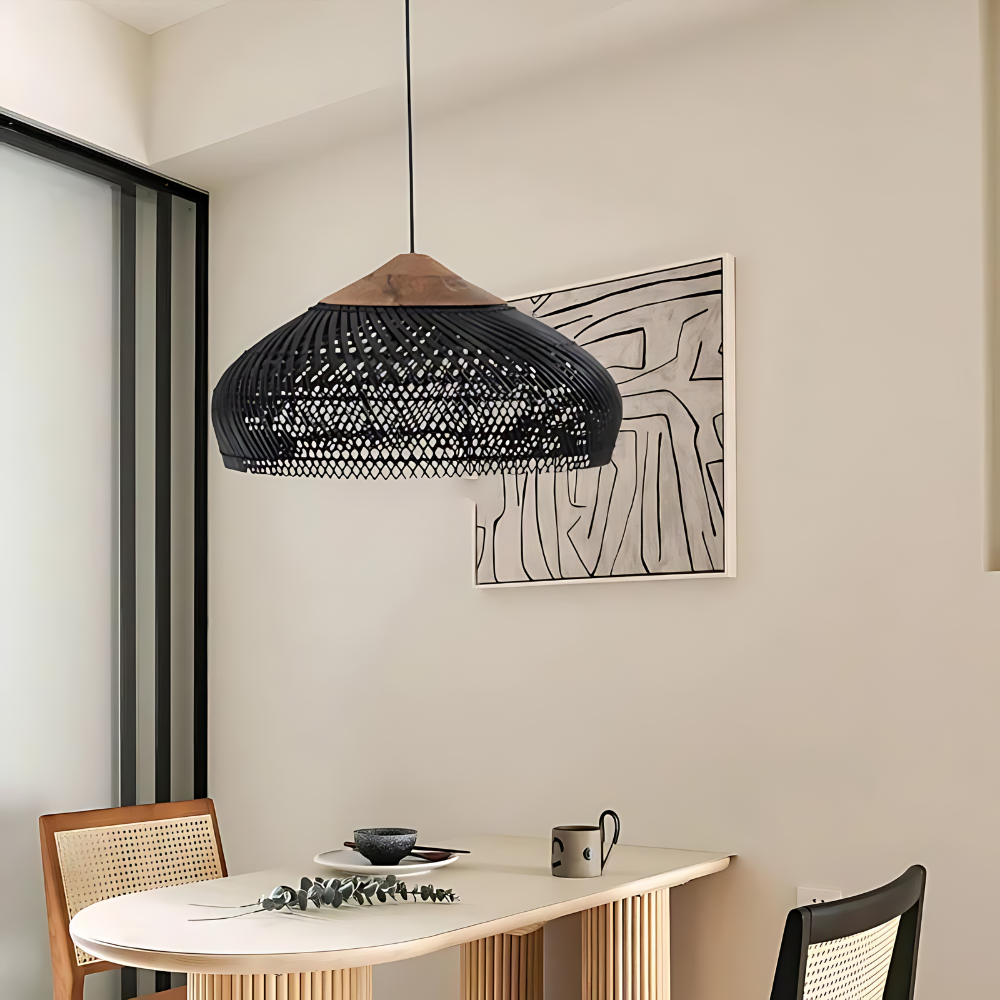 Pendant Light Japandi Rattan Handmade Boho Style