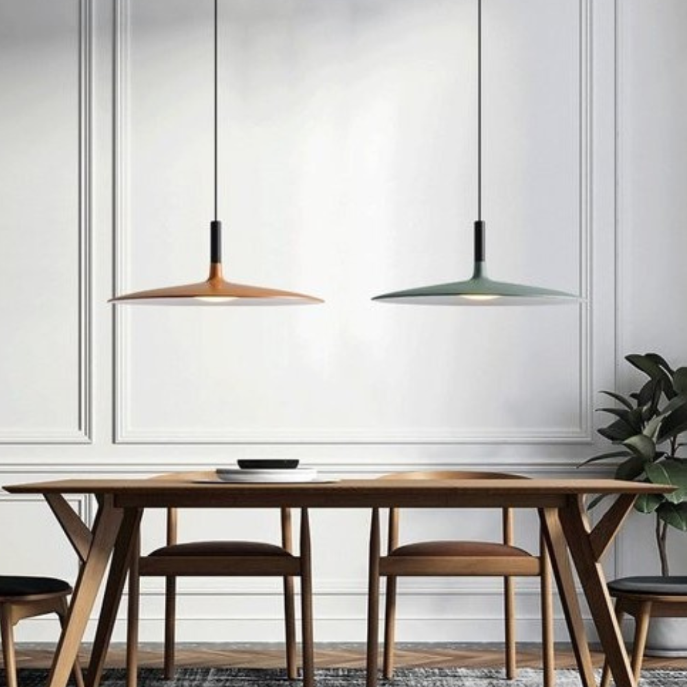 Scandinavian pendant light with colorful finish