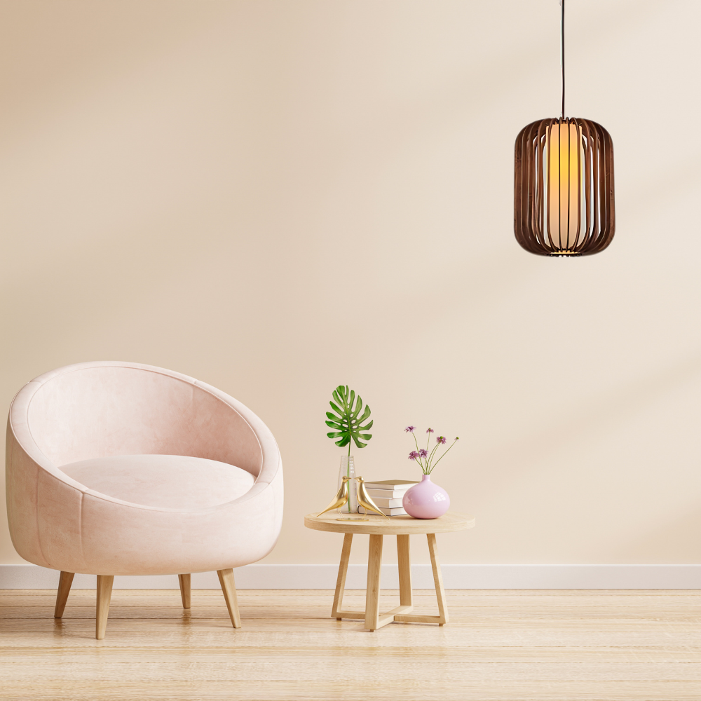 Scandinavian Cardboard and Wood Pendant Light