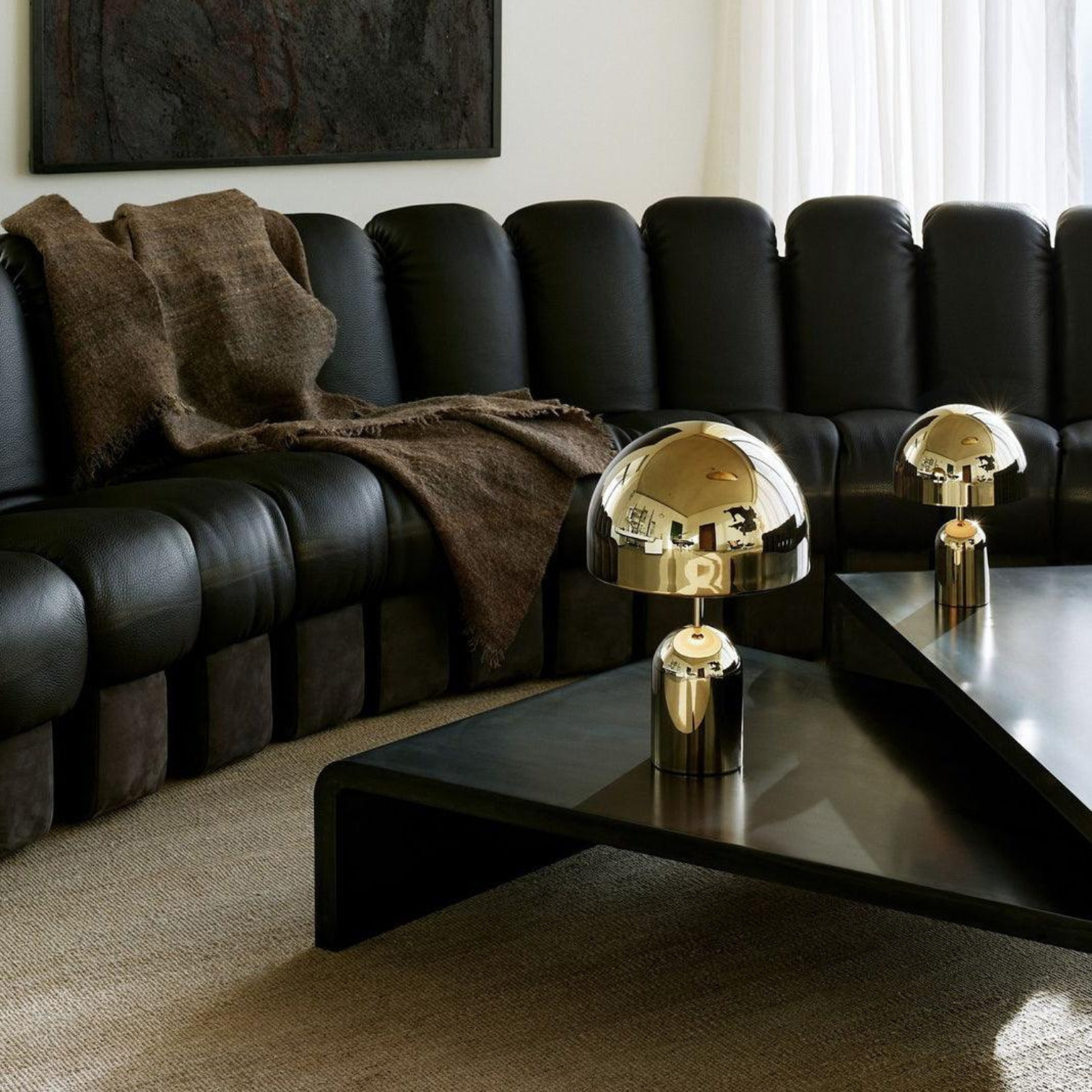 Modern Dome Table Lamp with Brass Finish and Touch Dimmer