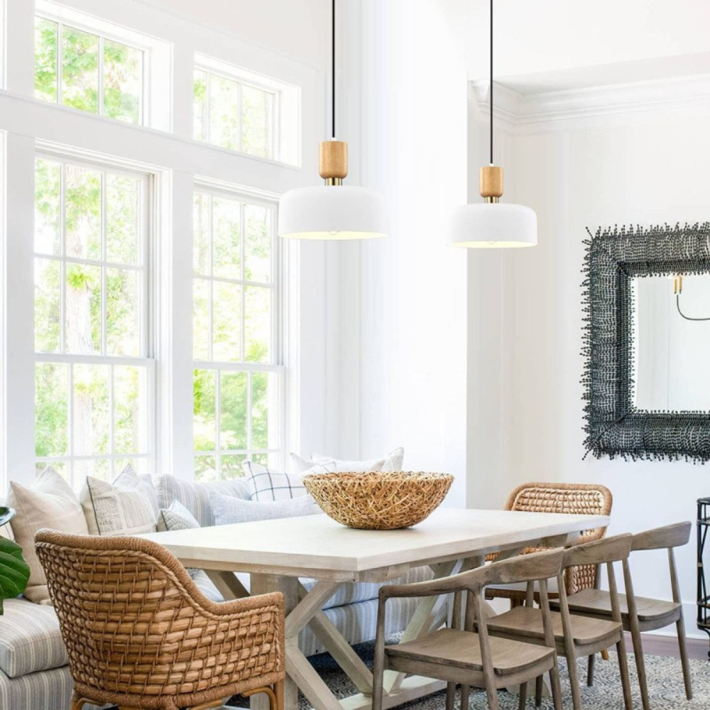 Pendant Light Wood Accent Modern Japandi Style