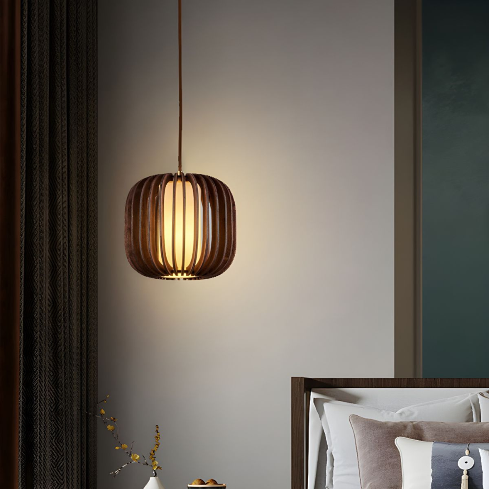 Scandinavian Cardboard and Wood Pendant Light