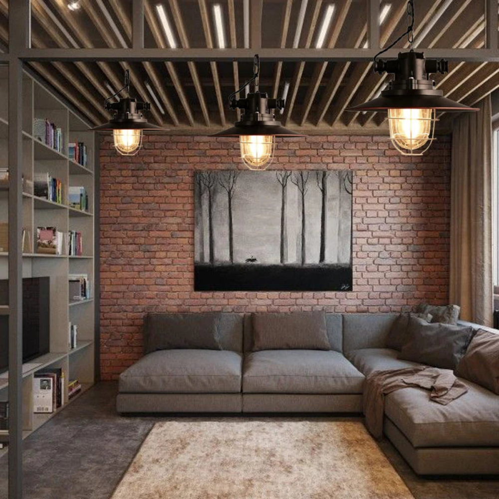 Industrial Iron Adjustable-Height Pendant Light