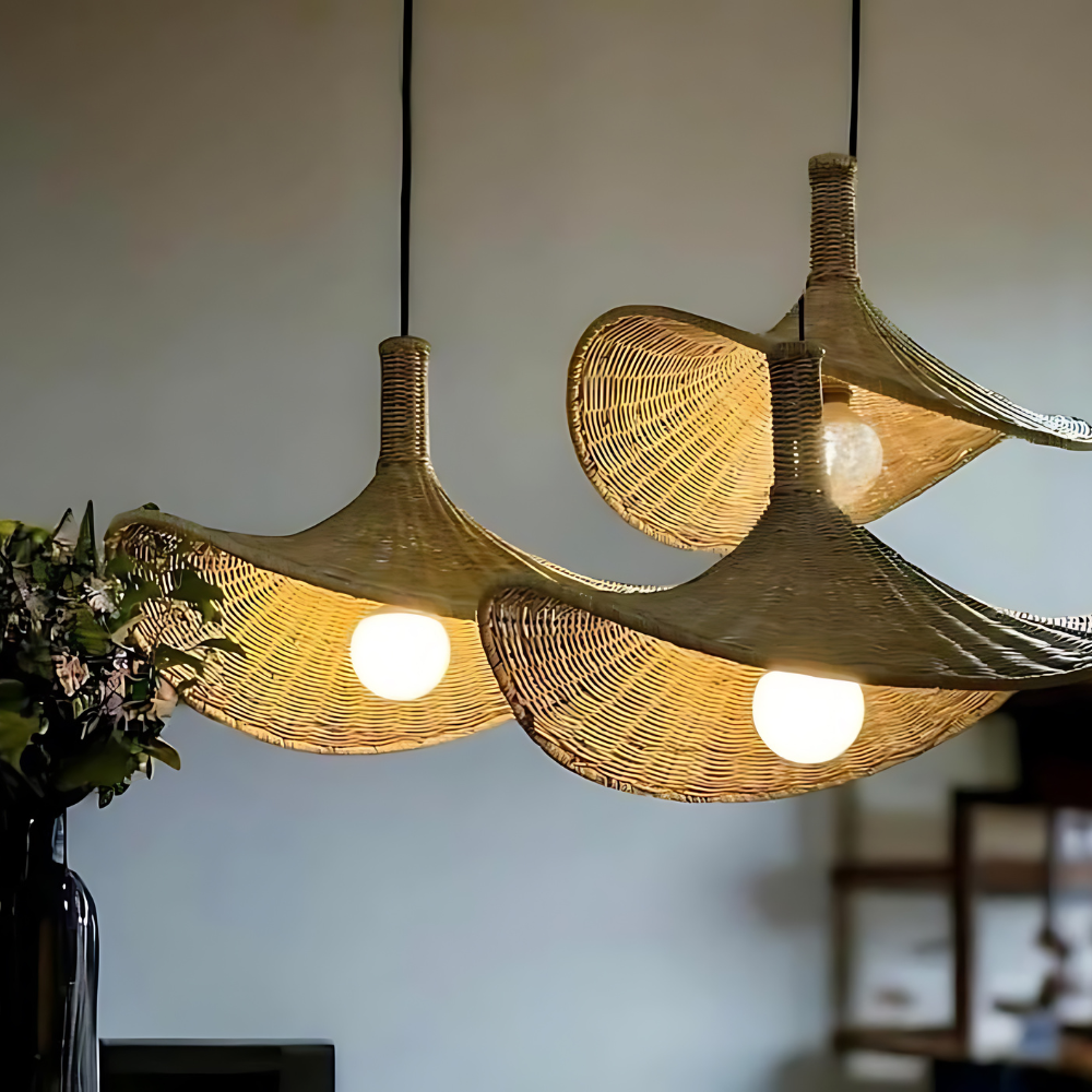 Pendant Light Handcrafted Rattan Boho Chic