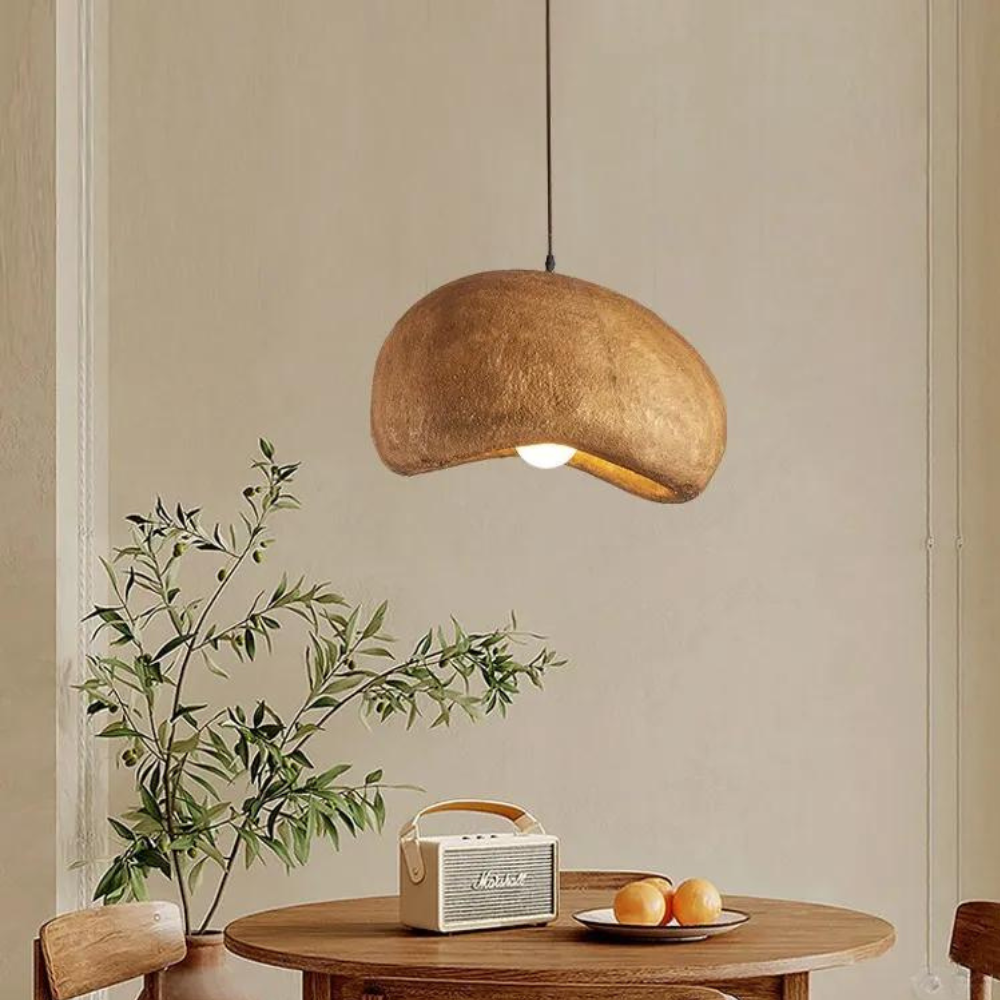 Japandi pendant light textured resin design