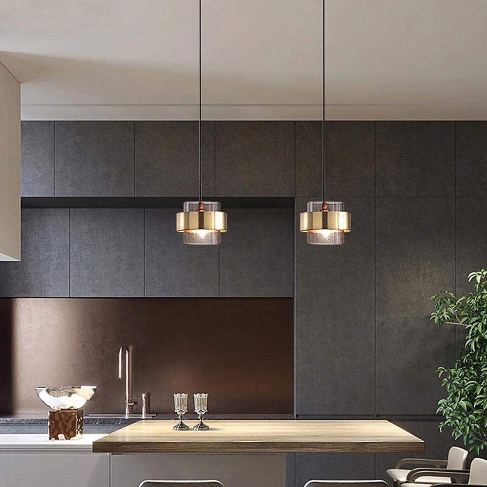 Modern Industrial Metal & Glass Pendant Light