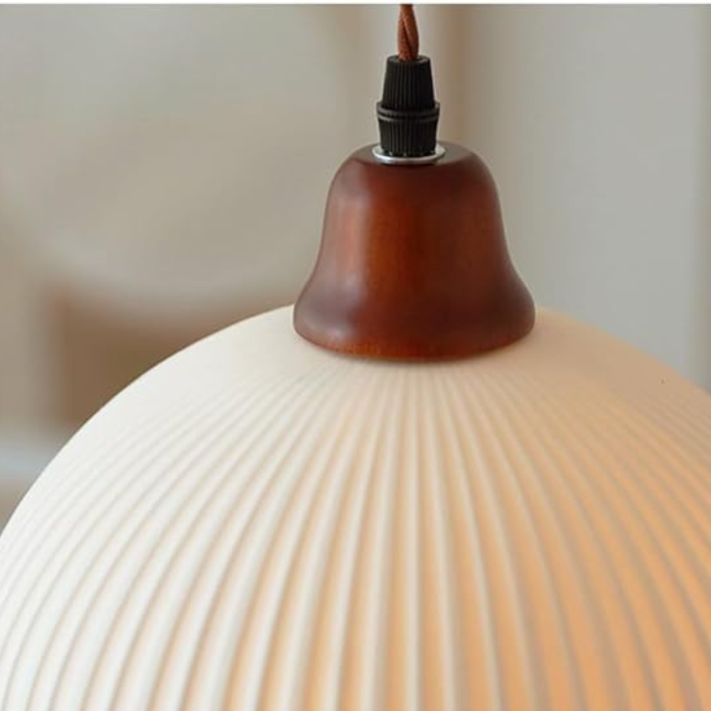 Coastal Ribbed Ceramic Pendant Light