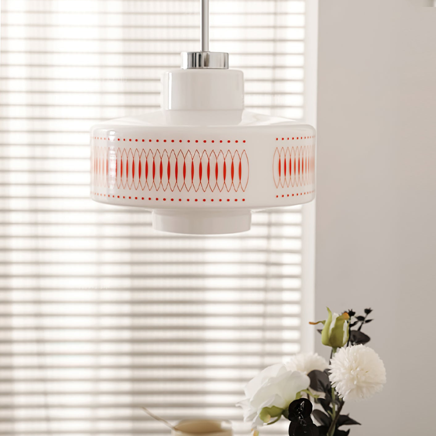 Pendant Light Glass & Steel Vintage Design