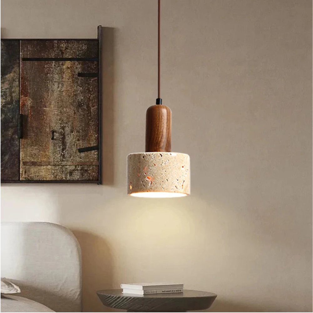 Japandi Travertine Marble Pendant Light