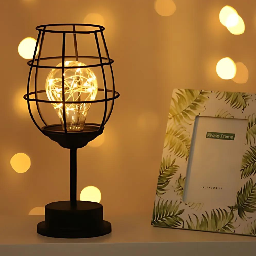 Wireless rechargeable table lamp glass & metal