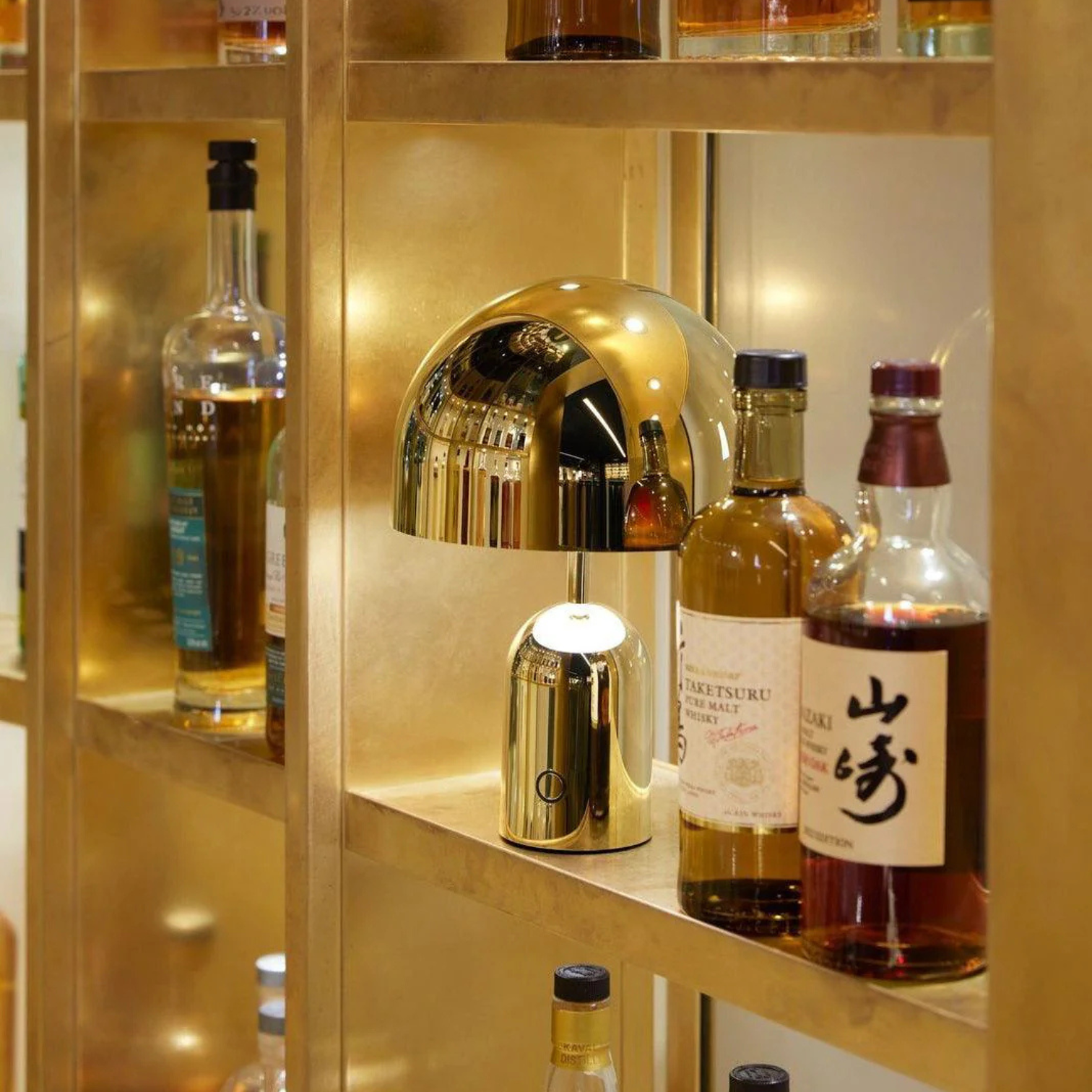 Modern Dome Table Lamp with Brass Finish and Touch Dimmer