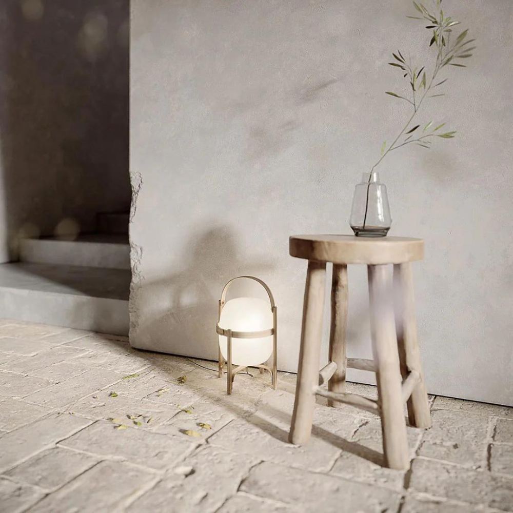 Portable Glass Lantern Table Lamp with Adjustable Brightness