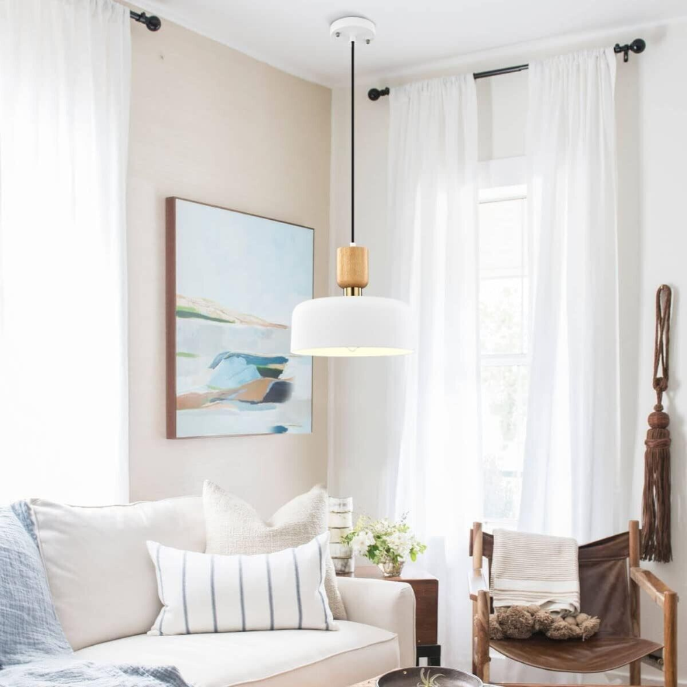 Pendant Light Wood Accent Modern Japandi Style