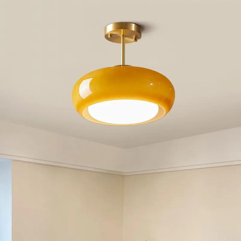 Pendant light brass & glass Scandinavian